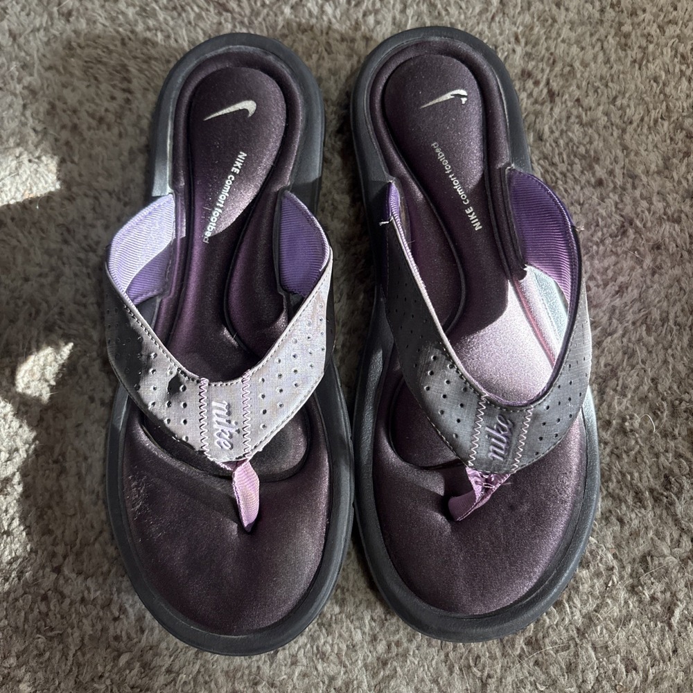Nike Comfort Cushioned Footbed Brown Flip Flop Thong Brown Sandals  Sz 9 Women's